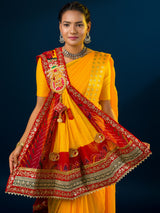 KcPc New Special Georgette Heavy border workMarwadi Broach Pomcha
