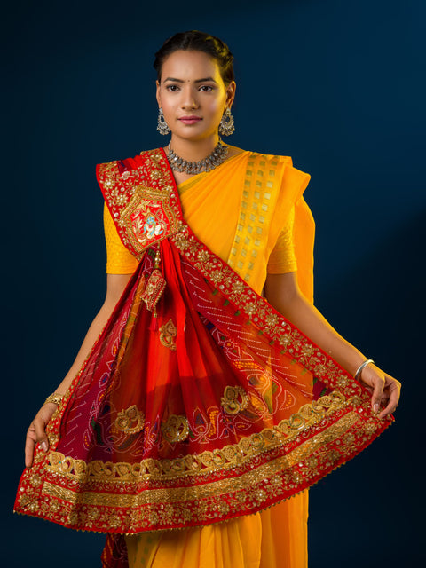 KcPc Rajasthani Piliya Georgette Odhni,RSC