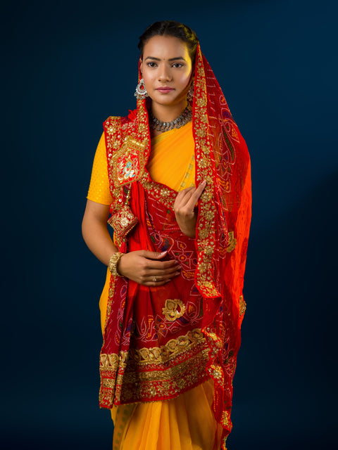 KcPc Rajasthani Piliya Georgette Odhni,RSC