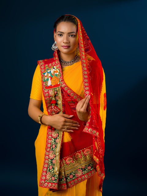 KcPc Rajasthani Marwadi Chunri Pomcha Stole  ZHR