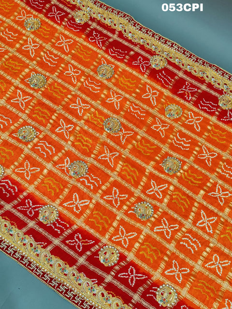 KcPc Exclusive Pure Gaaji Silk Gharchola Bandhni Odhna Pila
