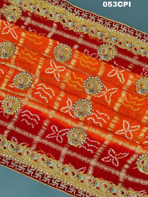 KcPc Exclusive Pure Gaaji Silk Gharchola Bandhni Odhna Pila