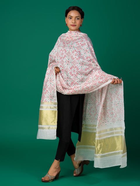 KcPc New Cotton fabric Patola style With Casual Wear Dupatta RAY