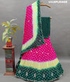 A traditional Indian lehenga with multicolor bandhani 
