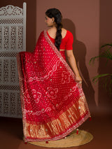By Modal Gaji Silk Bandhej Gotapatti Work Saree