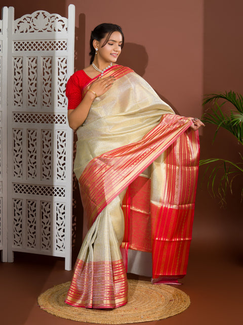 KcPc New Katan Silk Banarasi Zari weaving Saree With Blouse KB