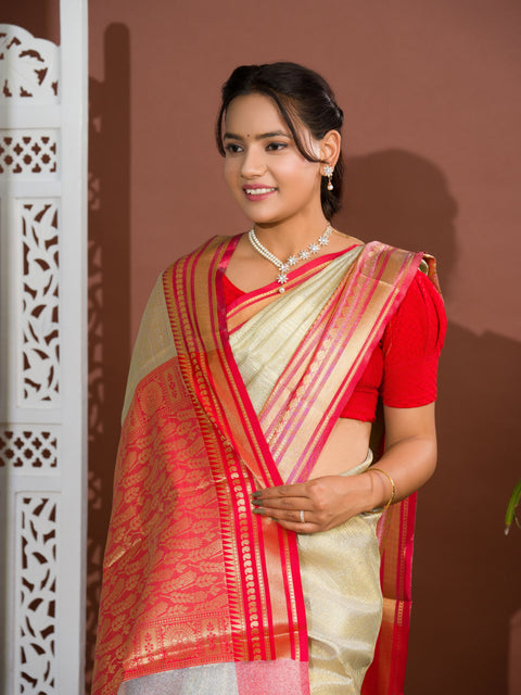 KcPc New Katan Silk Banarasi Zari weaving Saree With Blouse KB