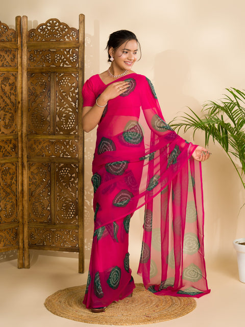 KcPc Summer Special Rajasthani Royal Georgette Bandhani Sarees Rani