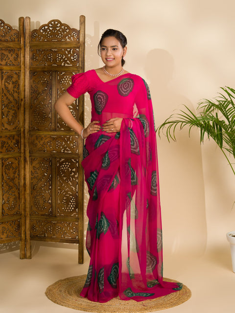 KcPc Summer Special Rajasthani Royal Georgette Bandhani Sarees Rani