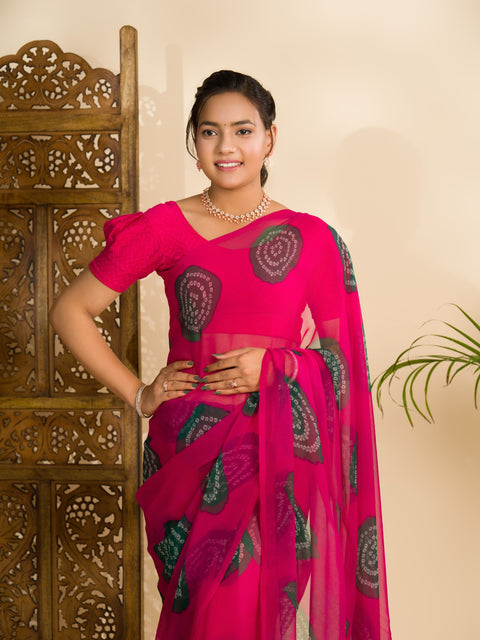 KcPc Summer Special Rajasthani Royal Georgette Bandhani Sarees Rani