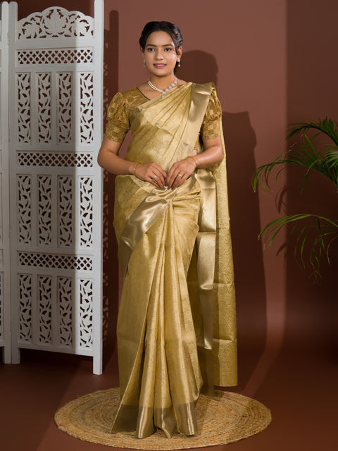 KcPc New Pure Tissue  Handloom Banarasi Saree With Blouse KB