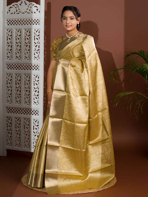 KcPc New Pure Tissue  Handloom Banarasi Saree With Blouse KB