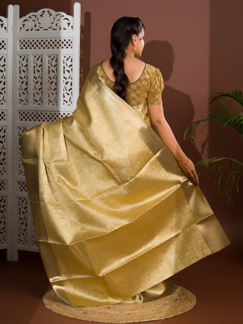 KcPc New Pure Tissue  Handloom Banarasi Saree With Blouse KB