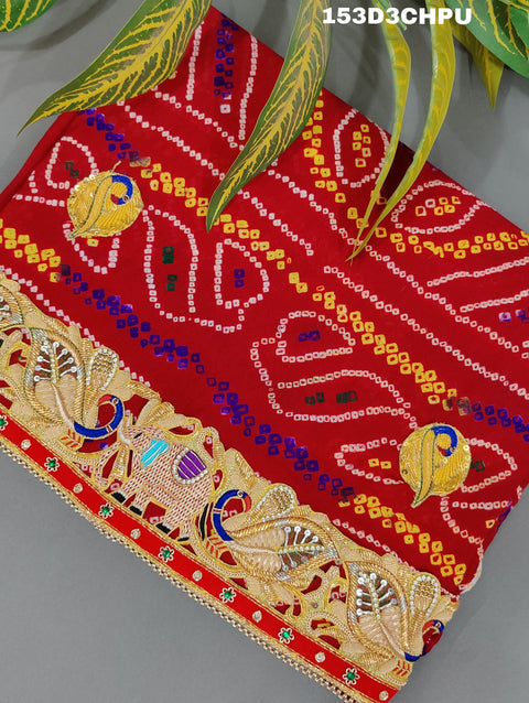 KcPc Traditional Jaipuri Chunri Pila Rajasthani Marriage Chundi Dupatta Chunri (Pure Ojariya Fabric)