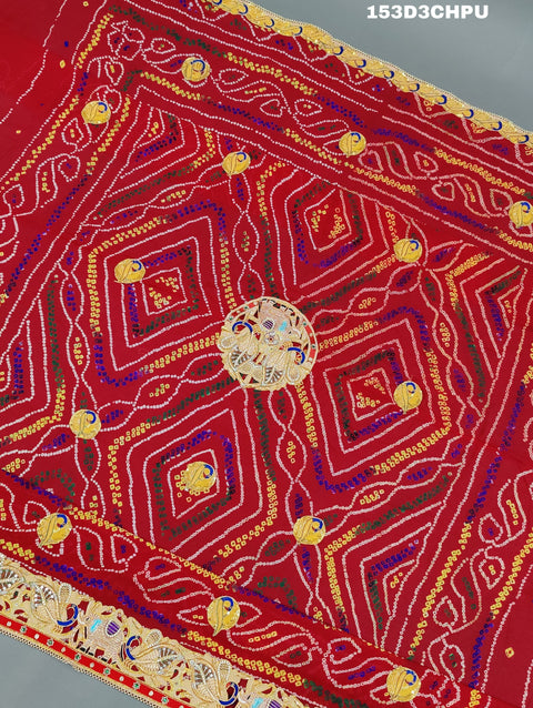 KcPc Traditional Jaipuri Chunri Pila Rajasthani Marriage Chundi Dupatta Chunri (Pure Ojariya Fabric)