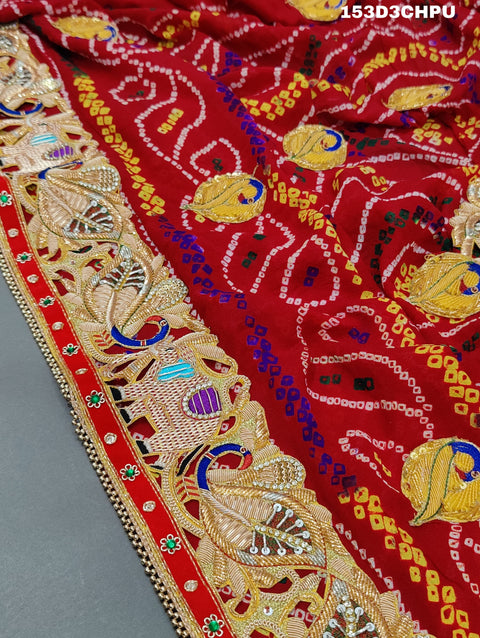KcPc Traditional Jaipuri Chunri Pila Rajasthani Marriage Chundi Dupatta Chunri (Pure Ojariya Fabric)