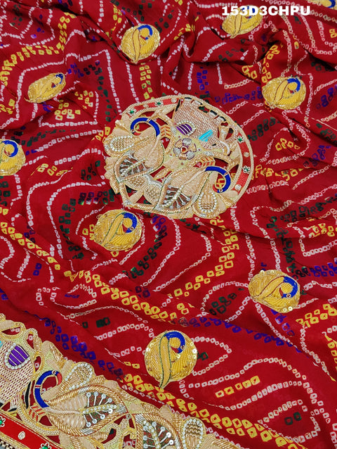 KcPc Traditional Jaipuri Chunri Pila Rajasthani Marriage Chundi Dupatta Chunri (Pure Ojariya Fabric)