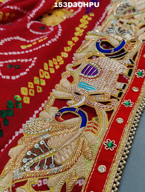 KcPc Traditional Jaipuri Chunri Pila Rajasthani Marriage Chundi Dupatta Chunri (Pure Ojariya Fabric)