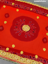KcPc Marriage Purpose Chunri Pilia Dupatta 1.5 pat Traditional Chakra Belbuti Pila (Pure ojariya Fabric)