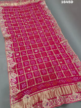 KcPc Pure Gaji Silk Handmade Bandhej Gotapatti Work Jaipuri Dupatta