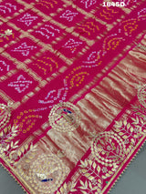 KcPc Pure Gaji Silk Handmade Bandhej Gotapatti Work Jaipuri Dupatta