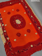 KcPc Latest Ethnic Indian Marriage Bridal Chunri Pila Odhna in Peacock Belbuti Work Pila (Pure Ojariya fabric)