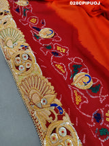 KcPc Latest Ethnic Indian Marriage Bridal Chunri Pila Odhna in Peacock Belbuti Work Pila (Pure Ojariya fabric)