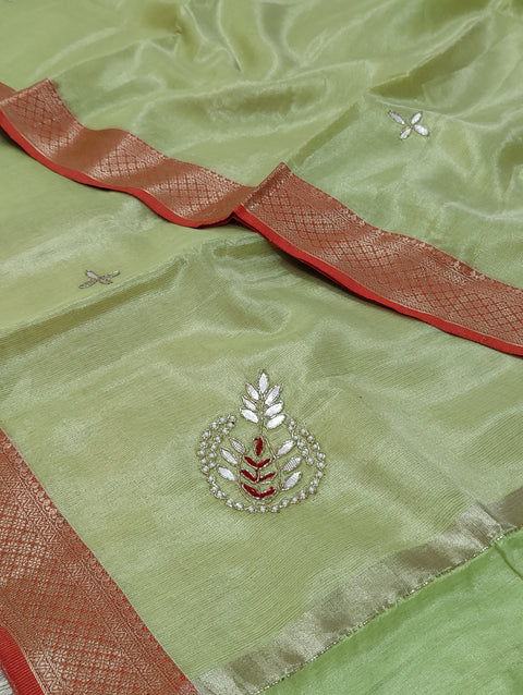 KcPc Pure Maheshwari Banarasi Kota doriya Gotapatti Saree SWA