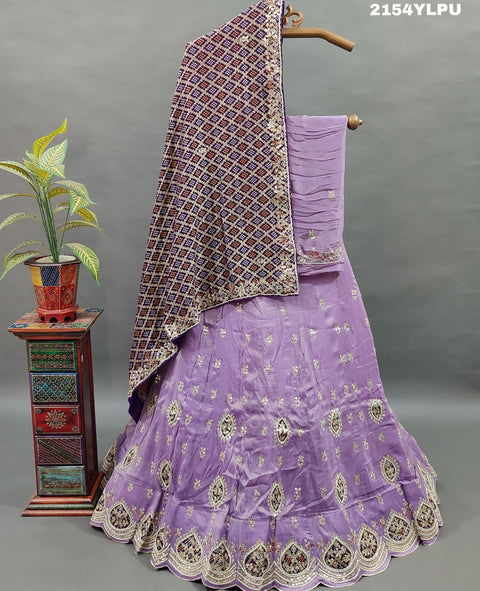 KcPc New Beautiful Upada Silk Khaddi Georgette dupatta Cutdana white beads work Lehenga MAD