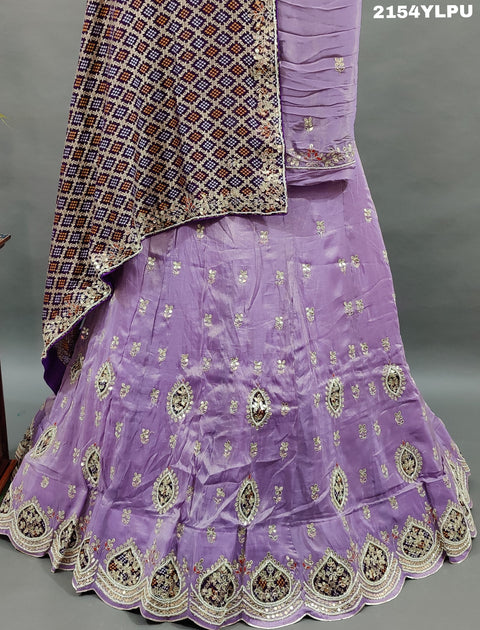 KcPc New Beautiful Upada Silk Khaddi Georgette dupatta Cutdana white beads work Lehenga MAD