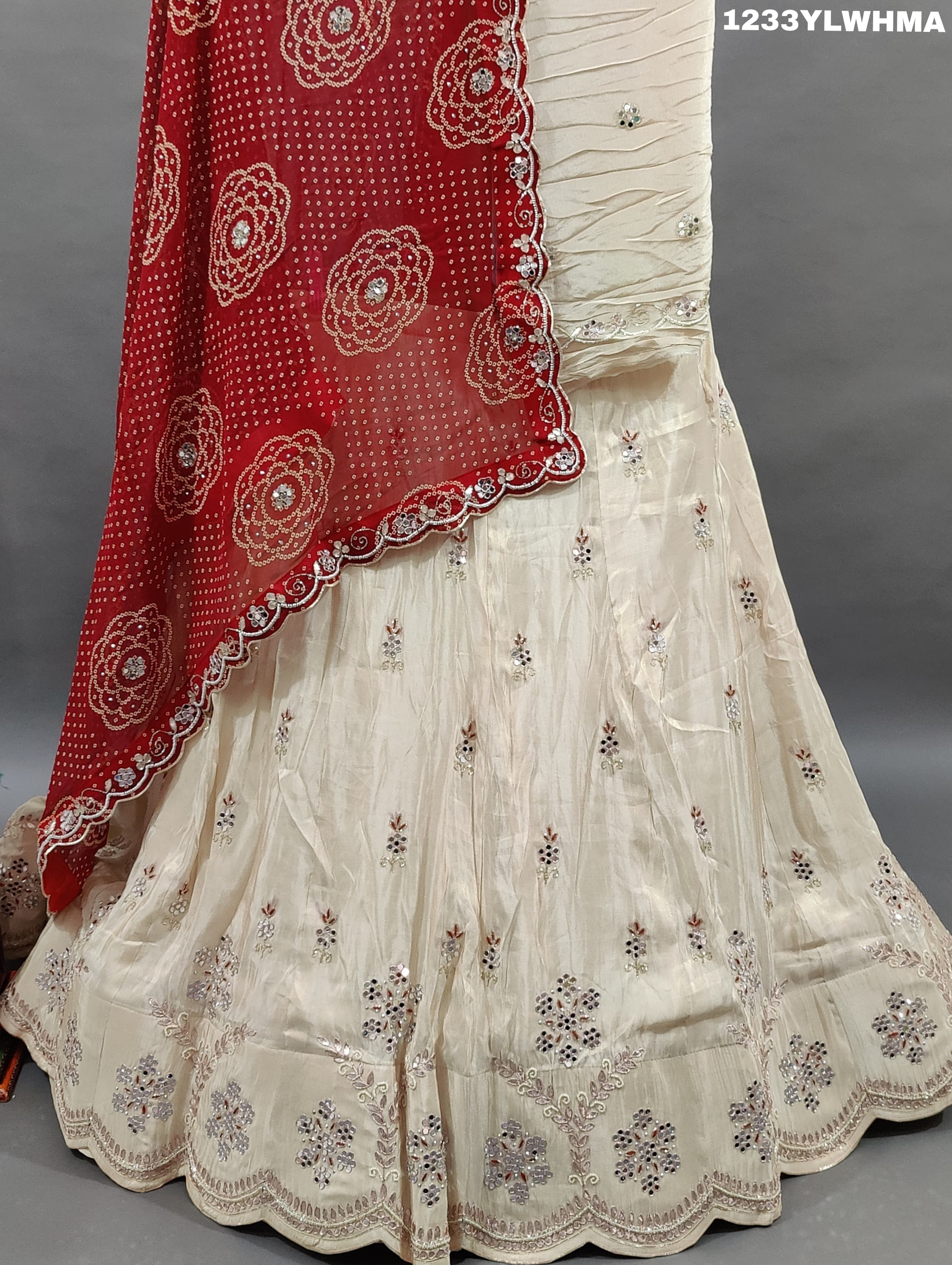  Bandhani Dupatta Mirror Gota pati Work Lehenga
