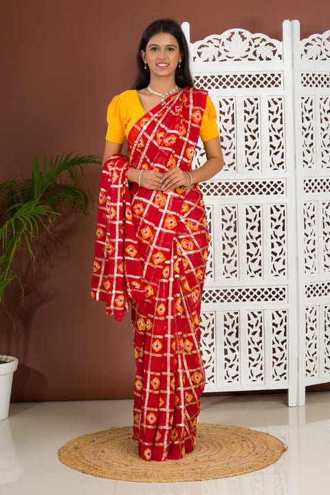 KcPc Pure Georgette Gharchola Guilt Bandhej Saree krn