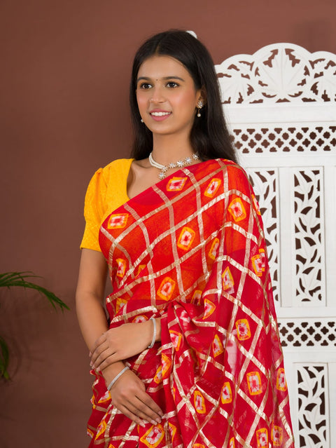KcPc Pure Georgette Gharchola Guilt Bandhej Saree krn