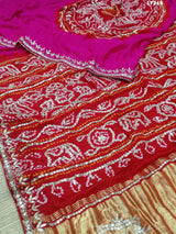 Buy Pure Gaji Silk Bandhani Saree Kcpc