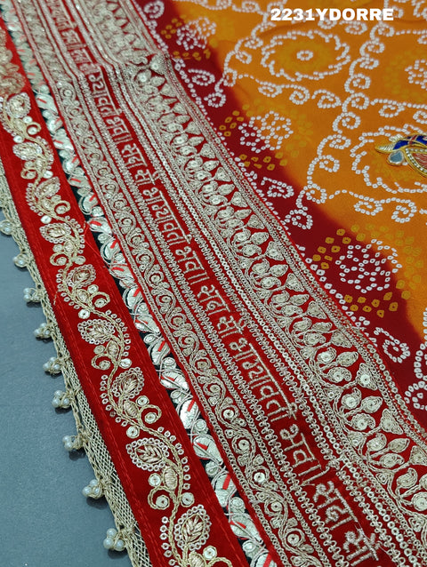 KcPc New Beautiful  Marwadi Georgette Bandhej Bel buti Work  Dupatta  RSC