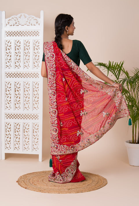 KcPc Pure Georgette Marwadi Traditional Chundi Saree  SWA