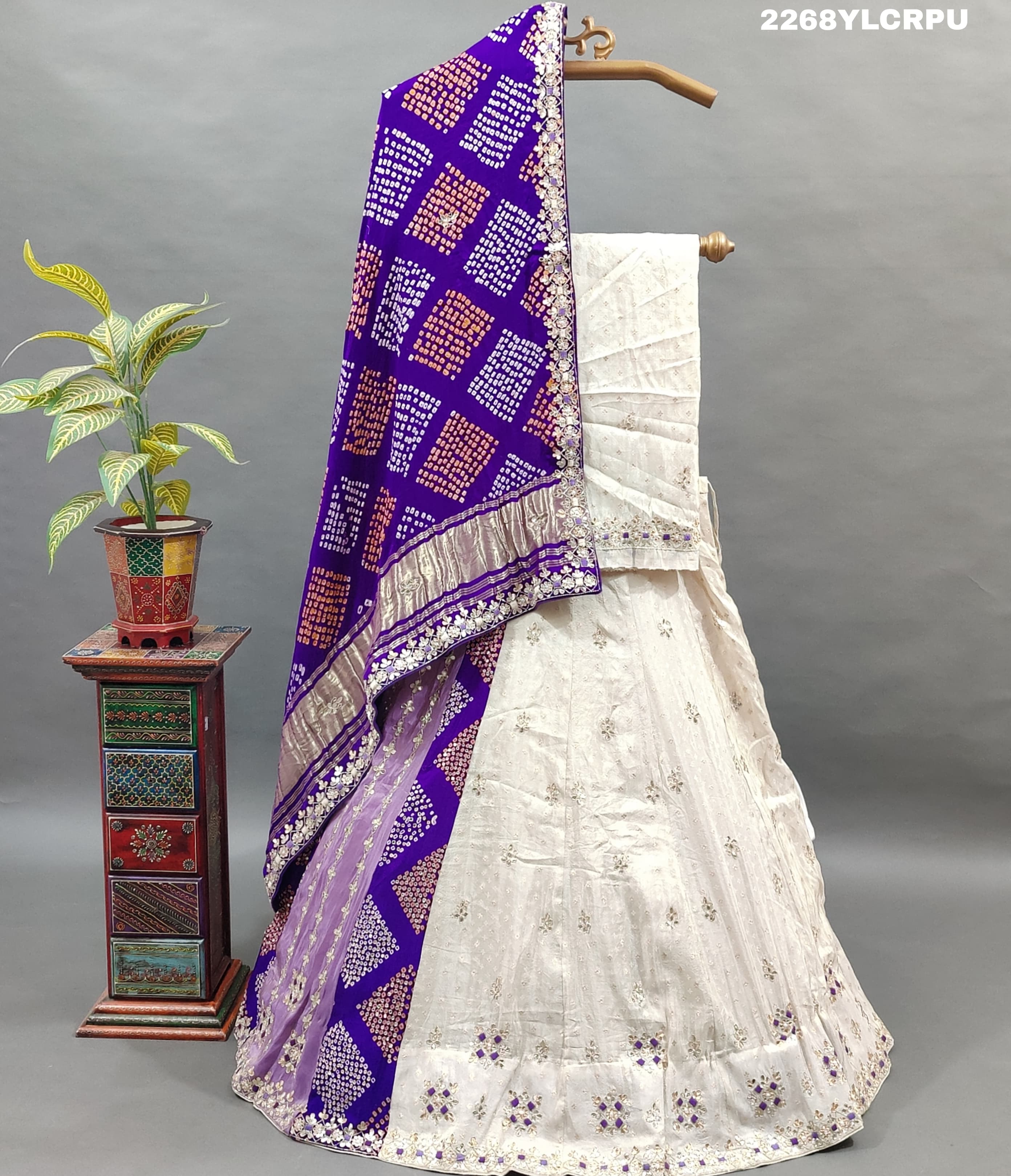  Gaji Silk Bandhani Style With Gotapatti Work Lehenga