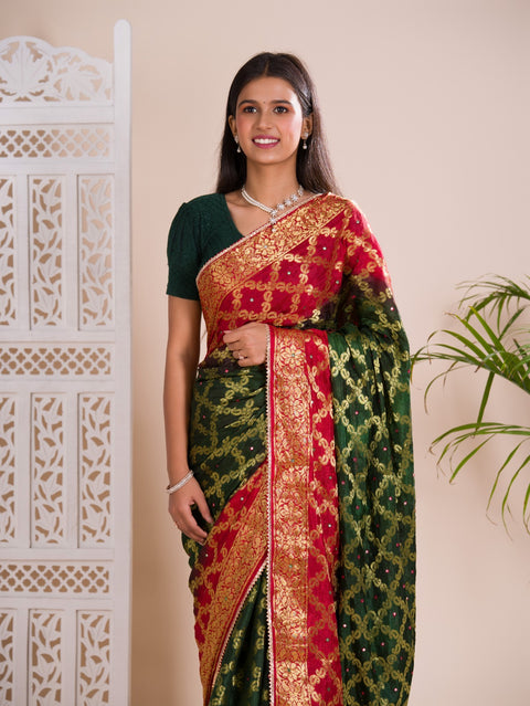 KcPc Latest Gharchola Banarasi Silk With Heavy Zari Work Saree KML Red Green
