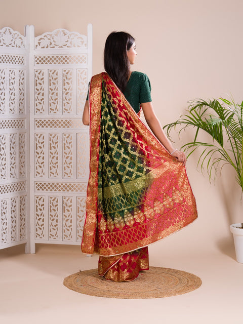 KcPc Latest Gharchola Banarasi Silk With Heavy Zari Work Saree KML Red Green