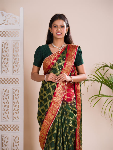 KcPc Latest Gharchola Banarasi Silk With Heavy Zari Work Saree KML Red Green