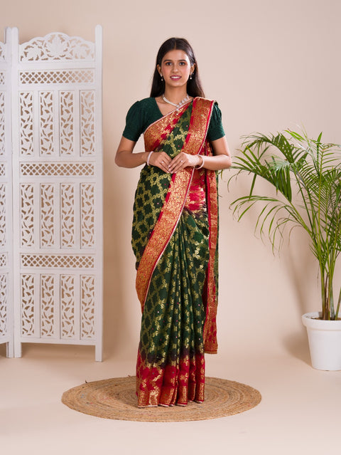 KcPc Latest Gharchola Banarasi Silk With Heavy Zari Work Saree KML Red Green