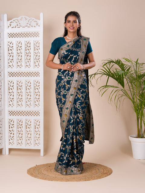 KcPc Dola Silk With Zari Weaving Saree ASH Morkanti