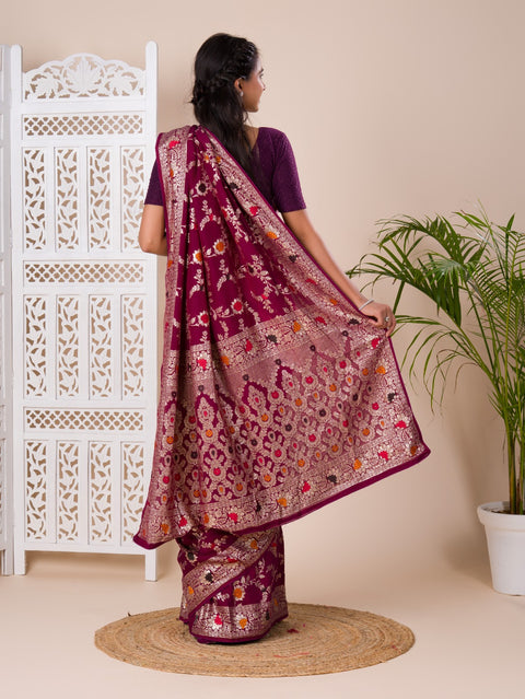 KcPc Pure Banarasi Dola Silk With Zari Weaving Saree  ASH