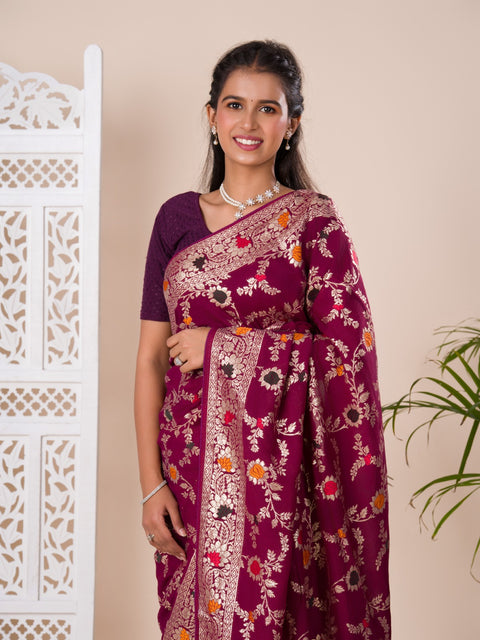 KcPc Pure Banarasi Dola Silk With Zari Weaving Saree  ASH