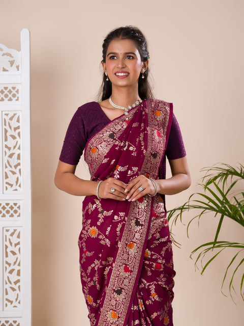 KcPc Pure Banarasi Dola Silk With Zari Weaving Saree  ASH