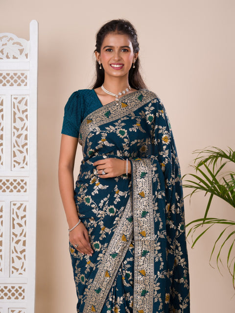 KcPc Dola Silk With Zari Weaving Saree ASH Morkanti