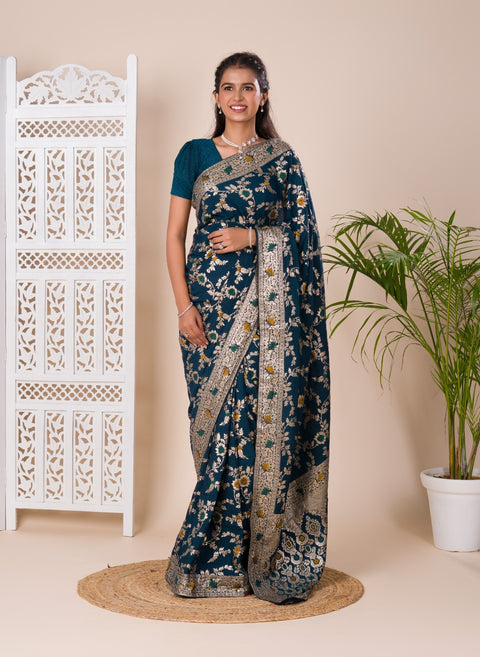 KcPc Dola Silk With Zari Weaving Saree ASH Morkanti