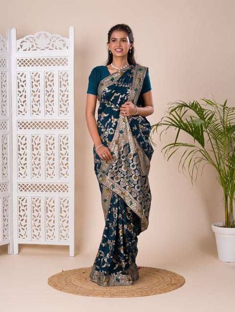 KcPc Dola Silk With Zari Weaving Saree ASH Morkanti