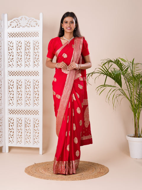 KcPc Pure Khaddi Chiffon Banarasi Neemzari Weaving Luxury Saree  MAD