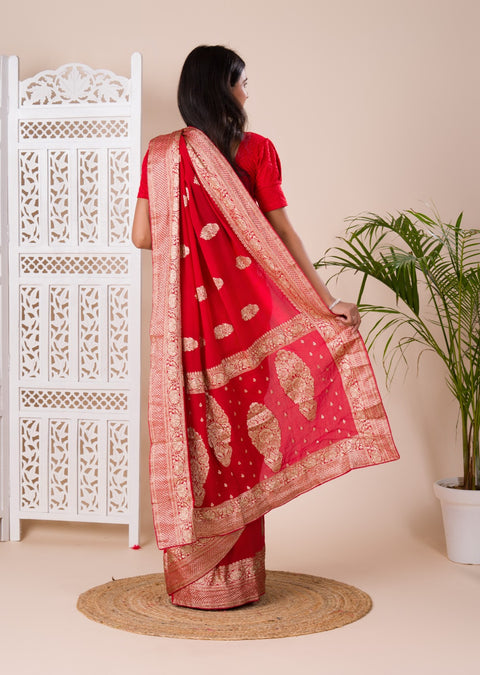 KcPc Pure Khaddi Chiffon Banarasi Neemzari Weaving Luxury Saree  MAD